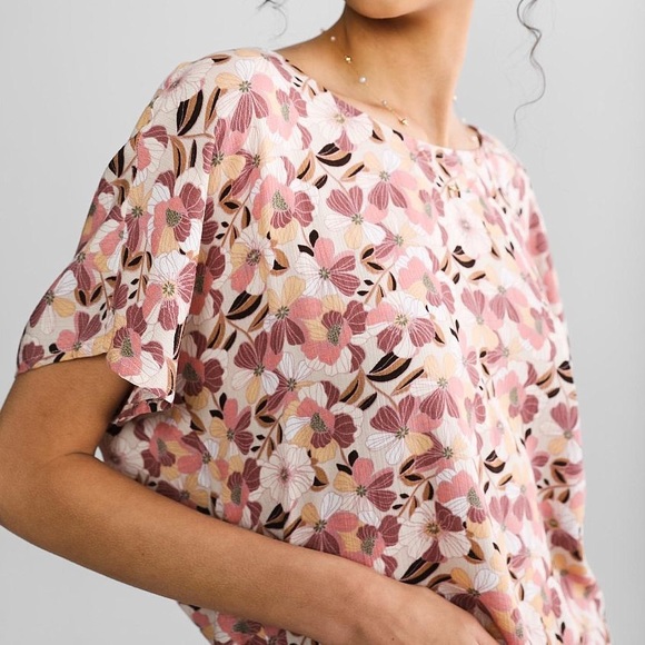 Willow + Root Twisted Open Back Top Versatile Floral Print Medium Multi Color - Picture 3 of 15